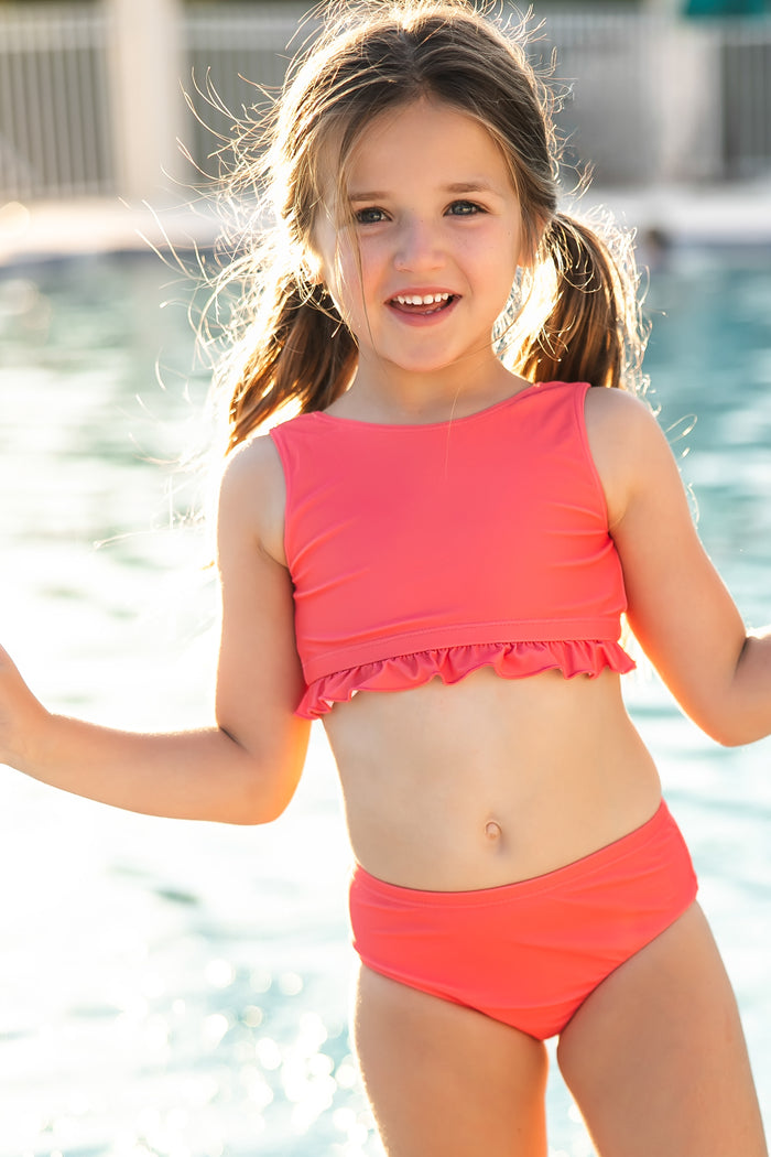 LB Girl's Swim Scoopback Set (coral) FINAL SALE