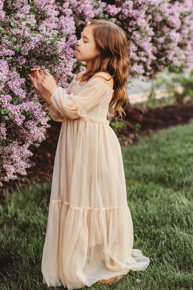 SS Girl's Dress Pippa Maxi (sand tulle)