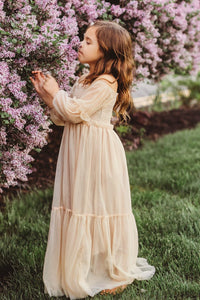SS Girl's Dress Pippa Maxi (sand tulle)