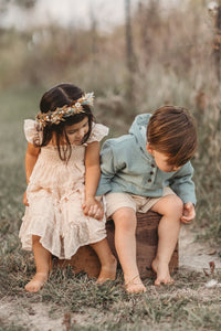 SS Girl's Dress Pia Dress (natural swiss dot)