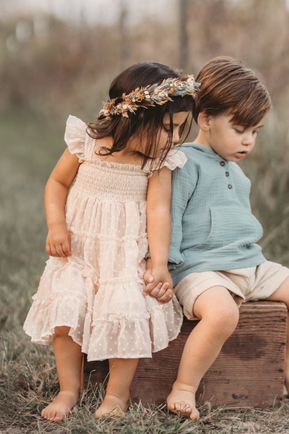 SS Girl's Dress Pia Dress (natural swiss dot)