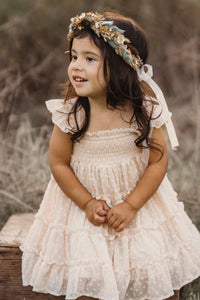 SS Girl's Dress Pia Dress (natural swiss dot)