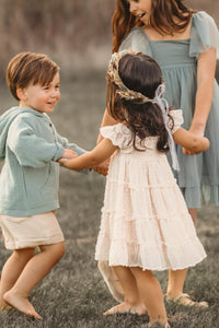 SS Girl's Dress Pia Dress (natural swiss dot)