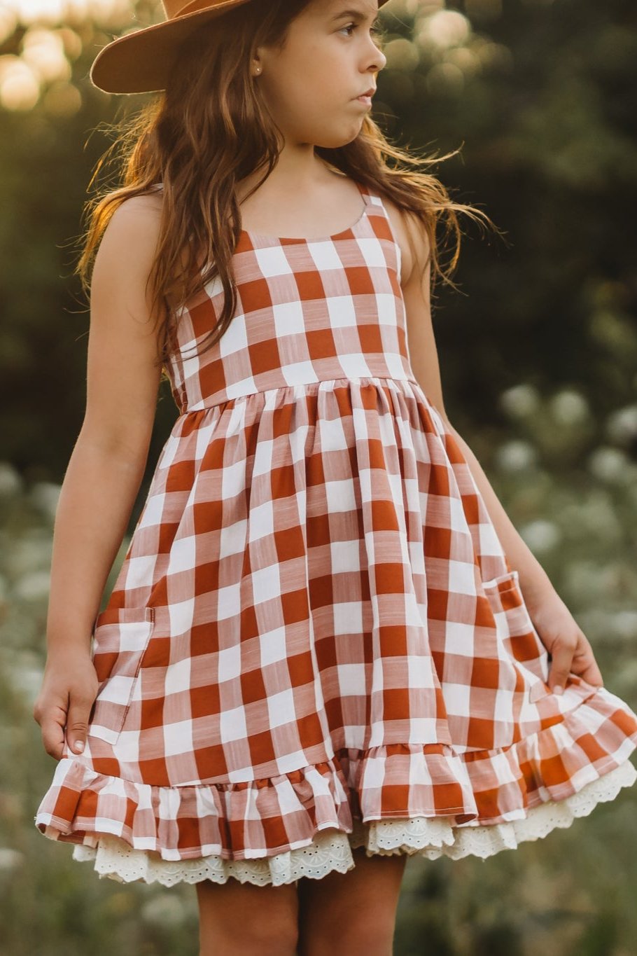 SS Girl's Dress Tilly Pocket Dress (mocha checkered)
