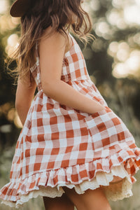 SS Girl's Dress Tilly Pocket Dress (mocha checkered)