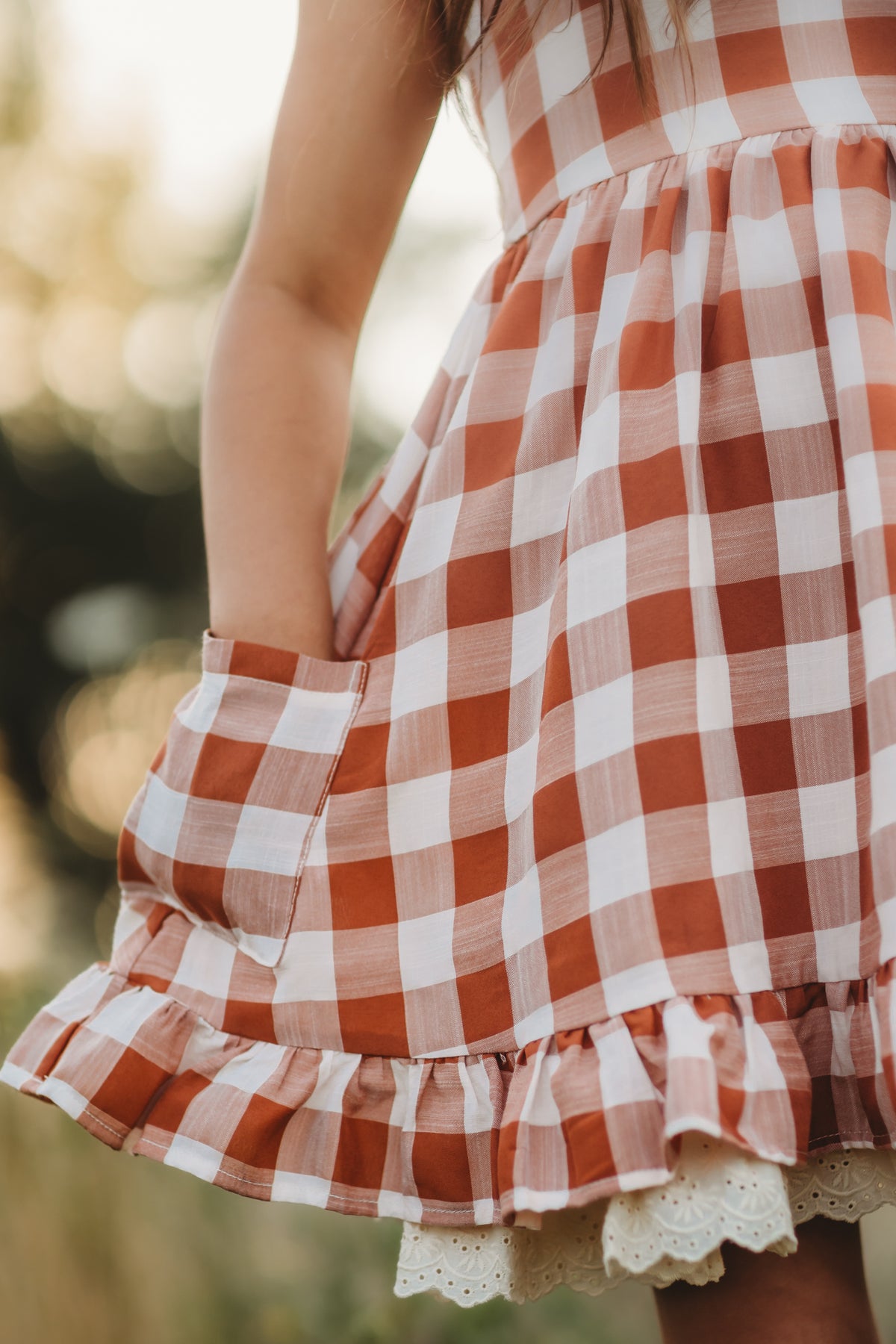 SS Girl's Dress Tilly Pocket Dress (mocha checkered)