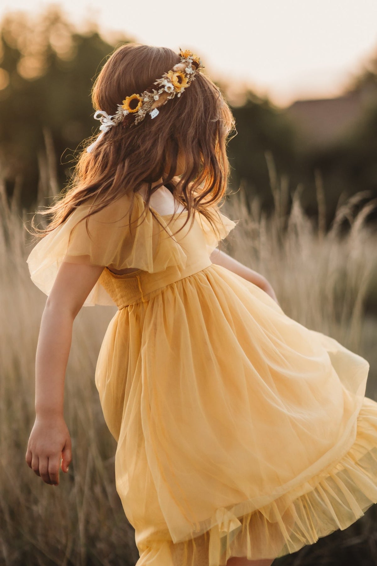 SS Girl's Dress Fawn Dress (saffron tulle)