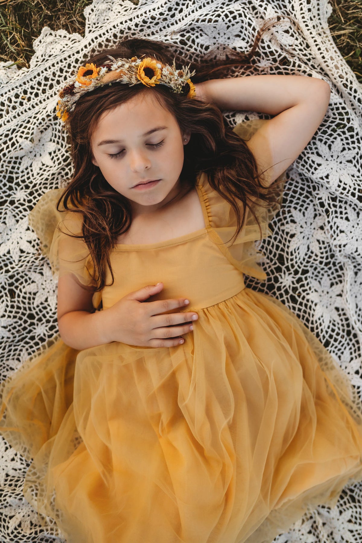 SS Girl's Dress Fawn Dress (saffron tulle)