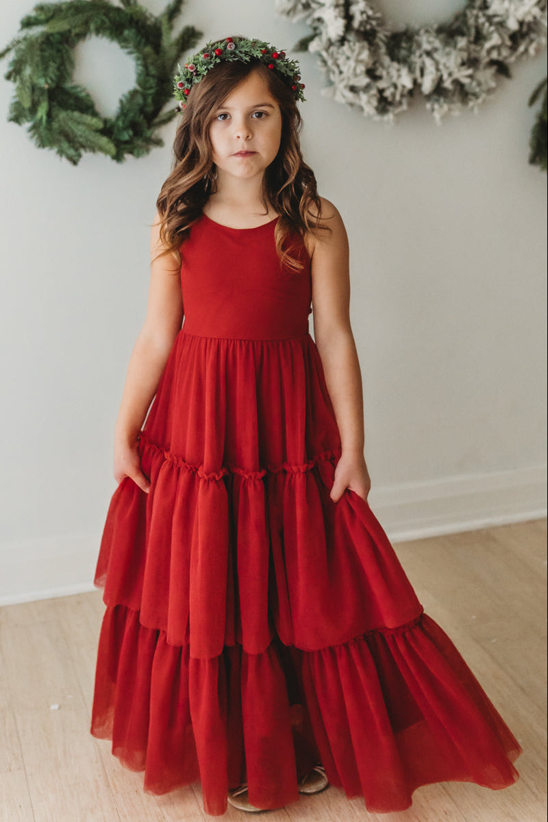 SS Girl's Dress Wendy Dress (venetian red tulle)