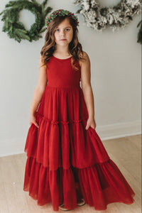 SS Girl's Dress Wendy Dress (venetian red tulle)