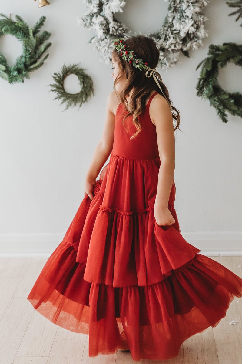 SS Girl's Dress Wendy Dress (venetian red tulle)