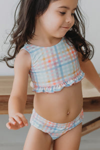 LB Girl's Swim Scoopback Set (plaid)