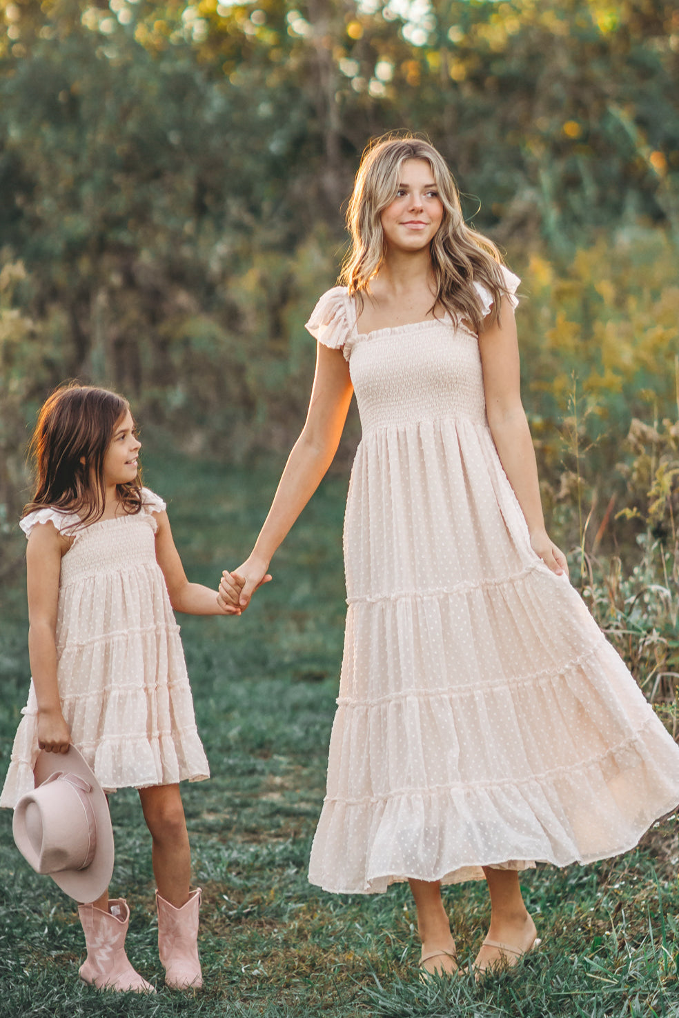 SS Girl's Dress Pia Dress (natural swiss dot)