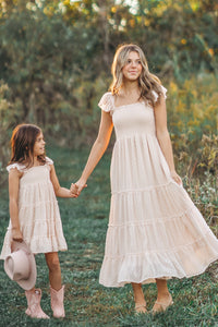 SS Girl's Dress Pia Dress (natural swiss dot)