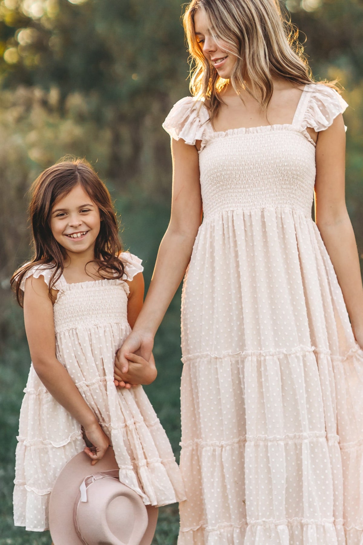 SS Girl's Dress Pia Dress (natural swiss dot)