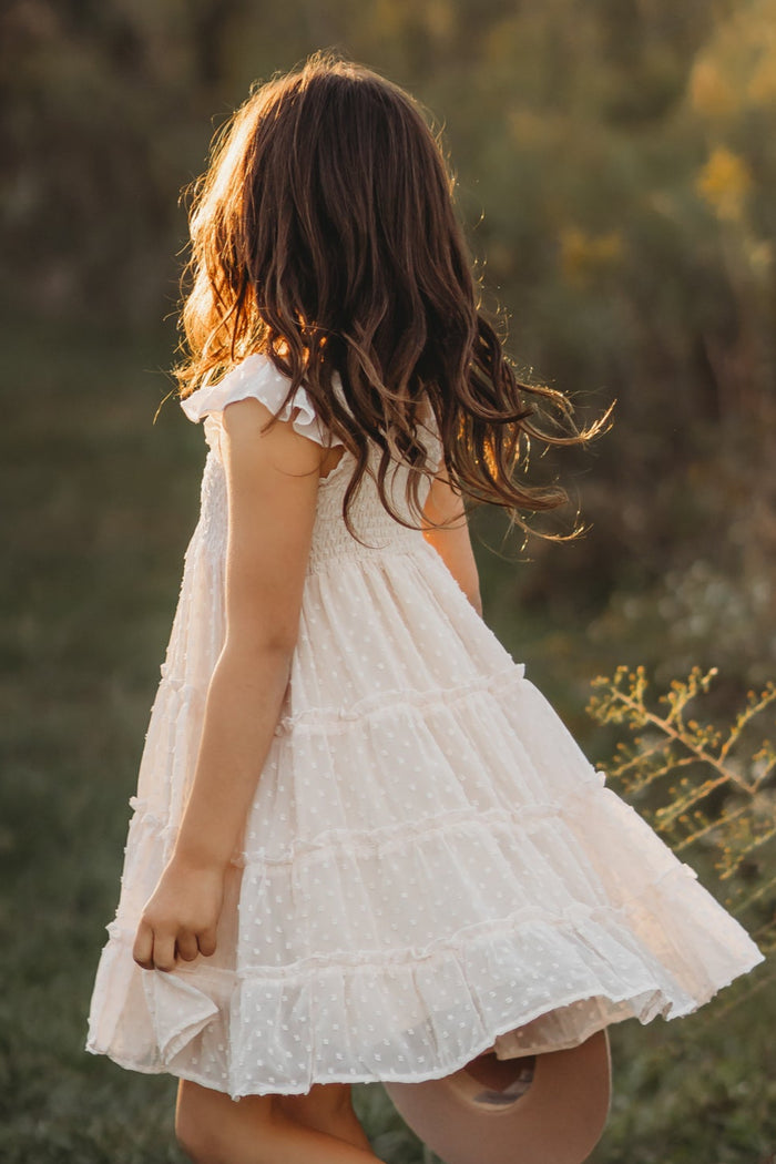 SS Girl's Dress Pia Dress (natural swiss dot)