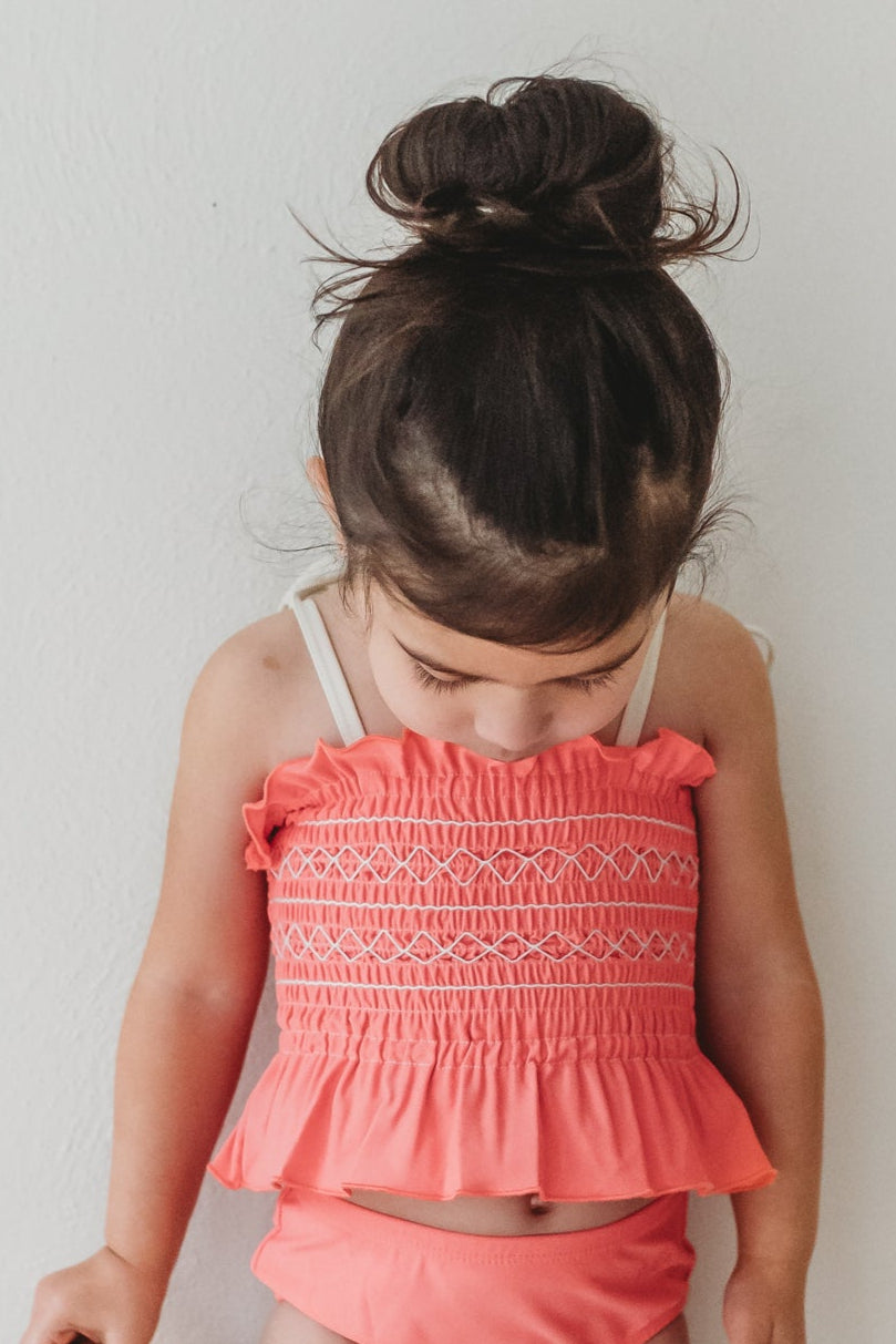 LB Girl's Swim Smocked Tankini Set (shell pink) SUMMER SALE