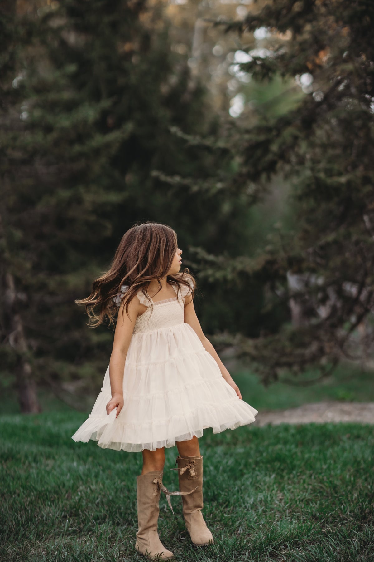 SS Girl's Dress Pia Dress (antique ivory tulle)
