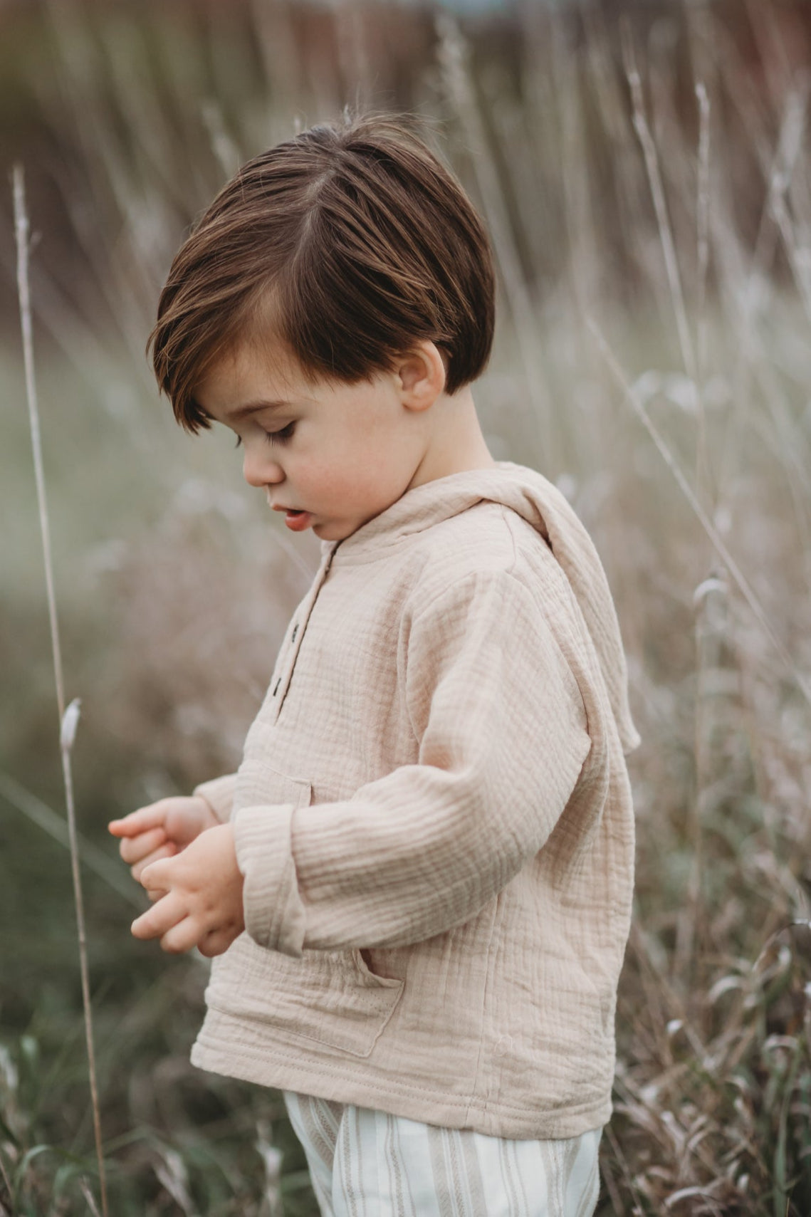SS Boy's Top Knox Hoodie (latte muslin)