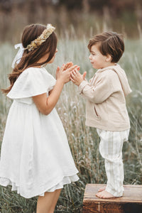 SS Boy's Top Knox Hoodie (latte muslin)