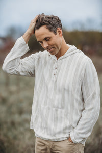 SS Men's Top Men's Knox Hoodie (desert stripe linen)