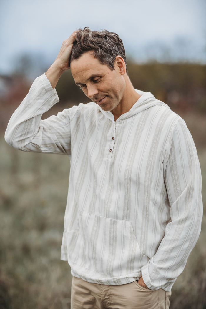 SS Men's Top Men's Knox Hoodie (desert stripe linen)