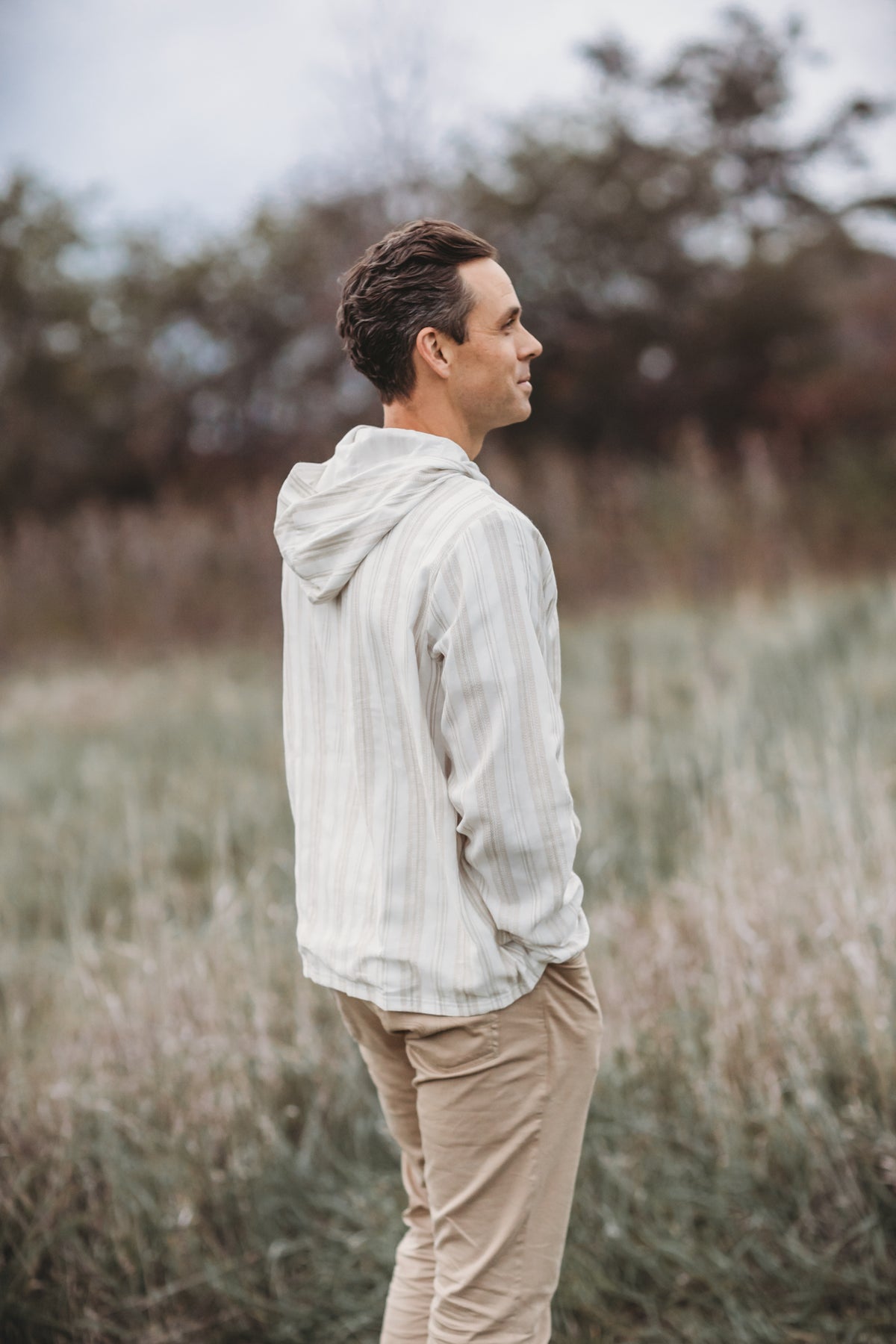 SS Men's Top Men's Knox Hoodie (desert stripe linen)