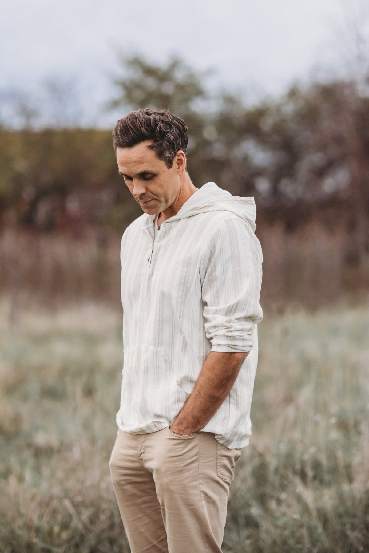 SS Men's Top Men's Knox Hoodie (desert stripe linen)