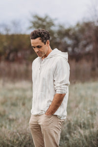 SS Men's Top Men's Knox Hoodie (desert stripe linen)