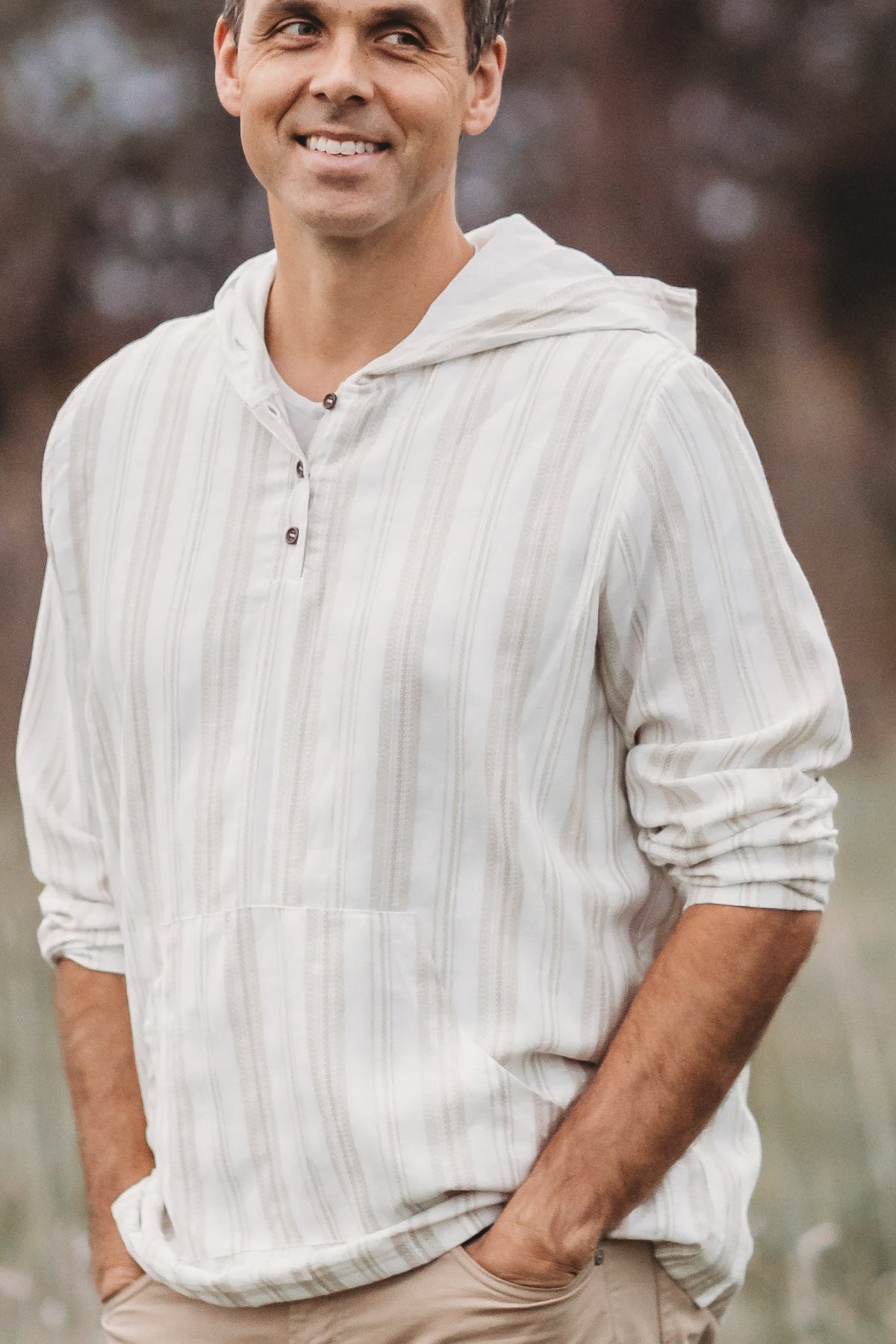 SS Men's Top Men's Knox Hoodie (desert stripe linen)