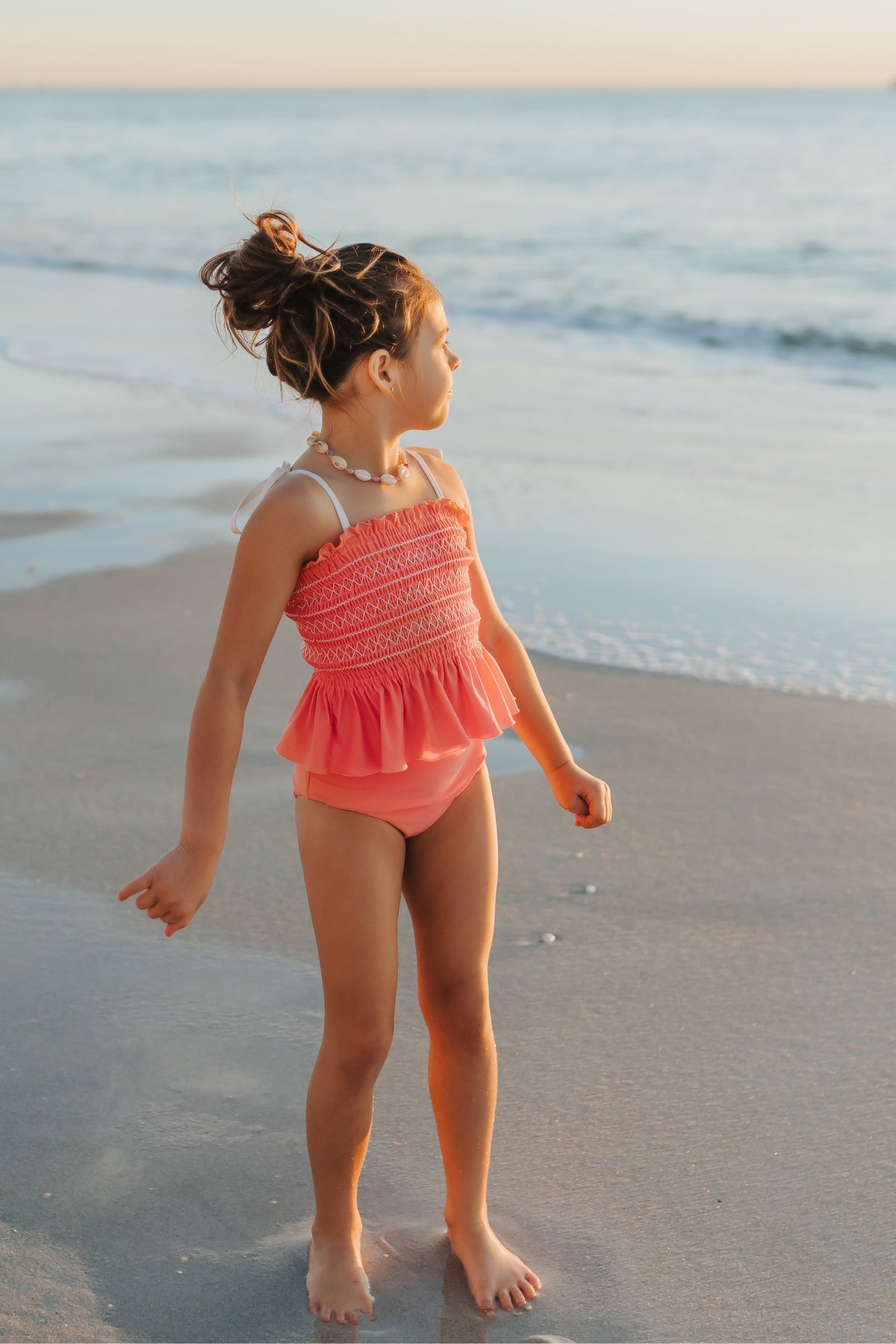 LB Girl's Swim Smocked Tankini Set (shell pink) SUMMER SALE