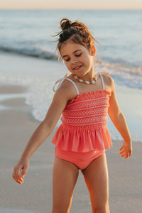 LB Girl's Swim Smocked Tankini Set (shell pink) SUMMER SALE