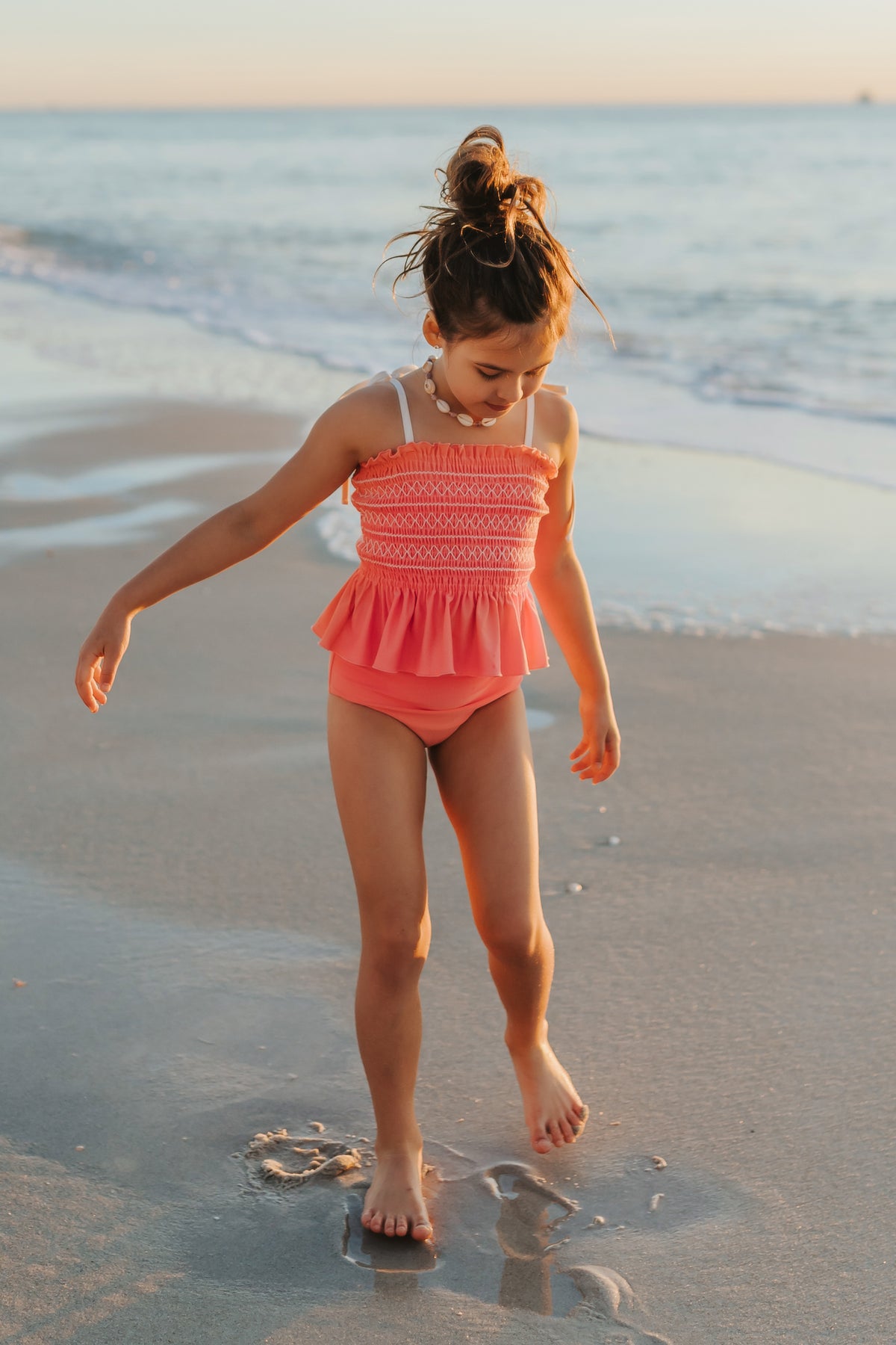 LB Girl's Swim Smocked Tankini Set (shell pink) SUMMER SALE