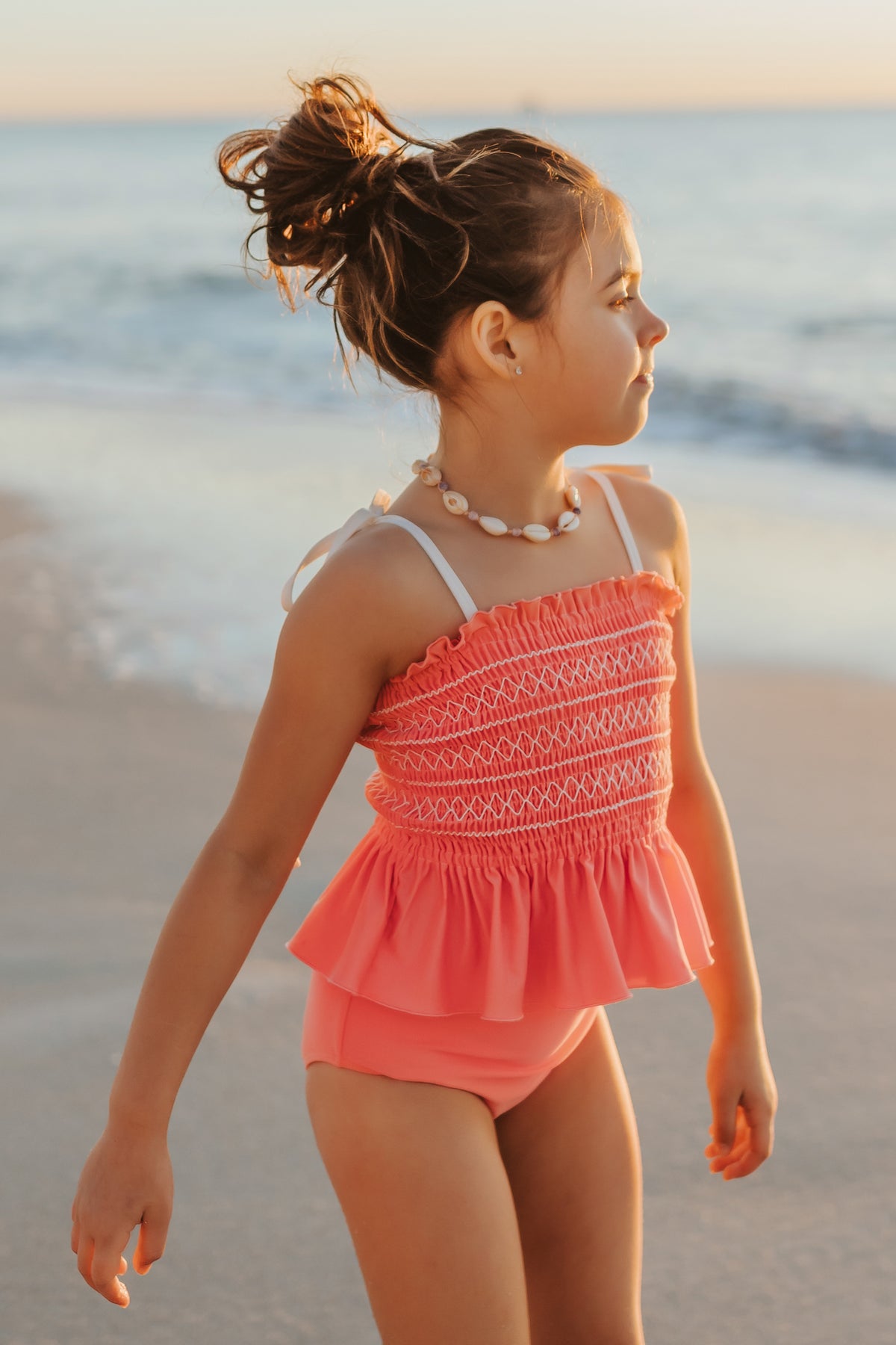 LB Girl's Swim Smocked Tankini Set (shell pink) SUMMER SALE