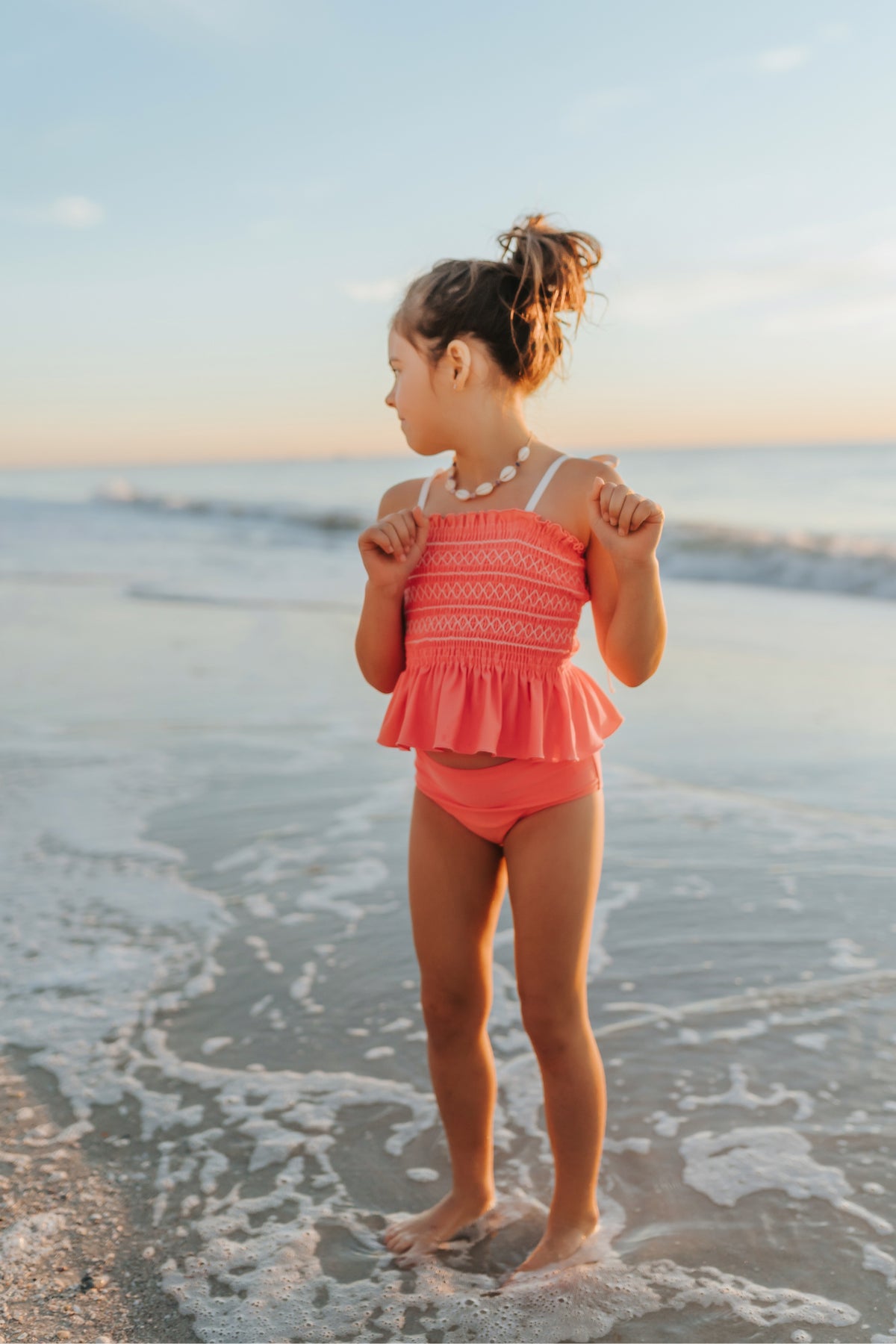 LB Girl's Swim Smocked Tankini Set (shell pink) SUMMER SALE