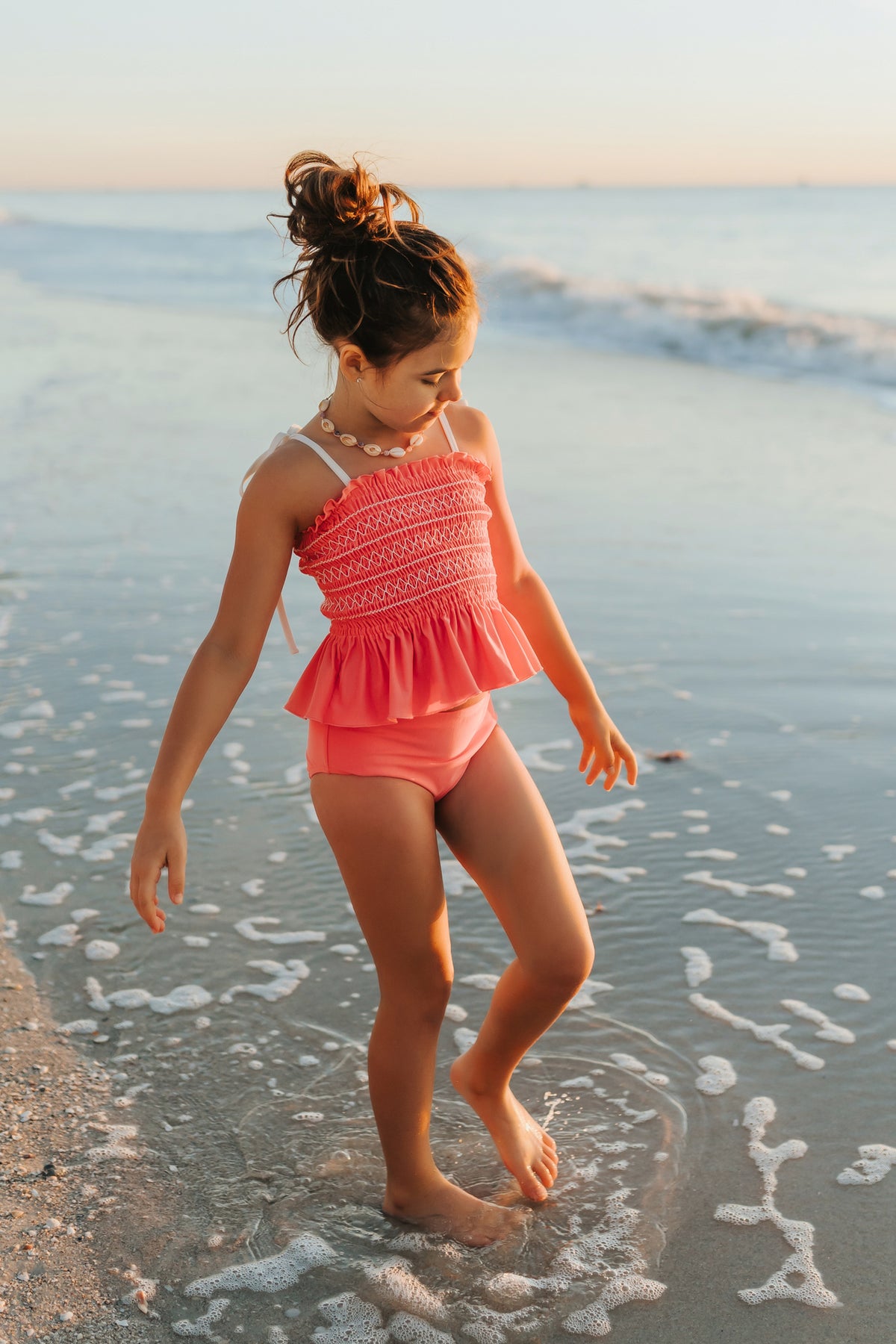 LB Girl's Swim Smocked Tankini Set (shell pink) SUMMER SALE