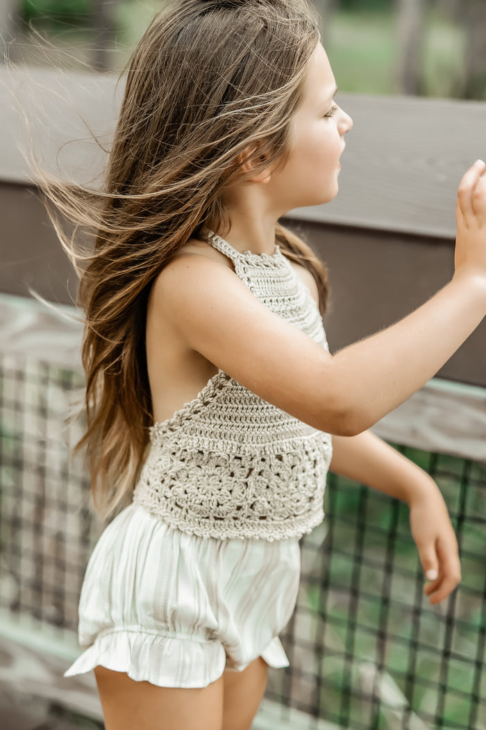 SS Girl's Bottoms Petal Bloomers (desert stripe linen)