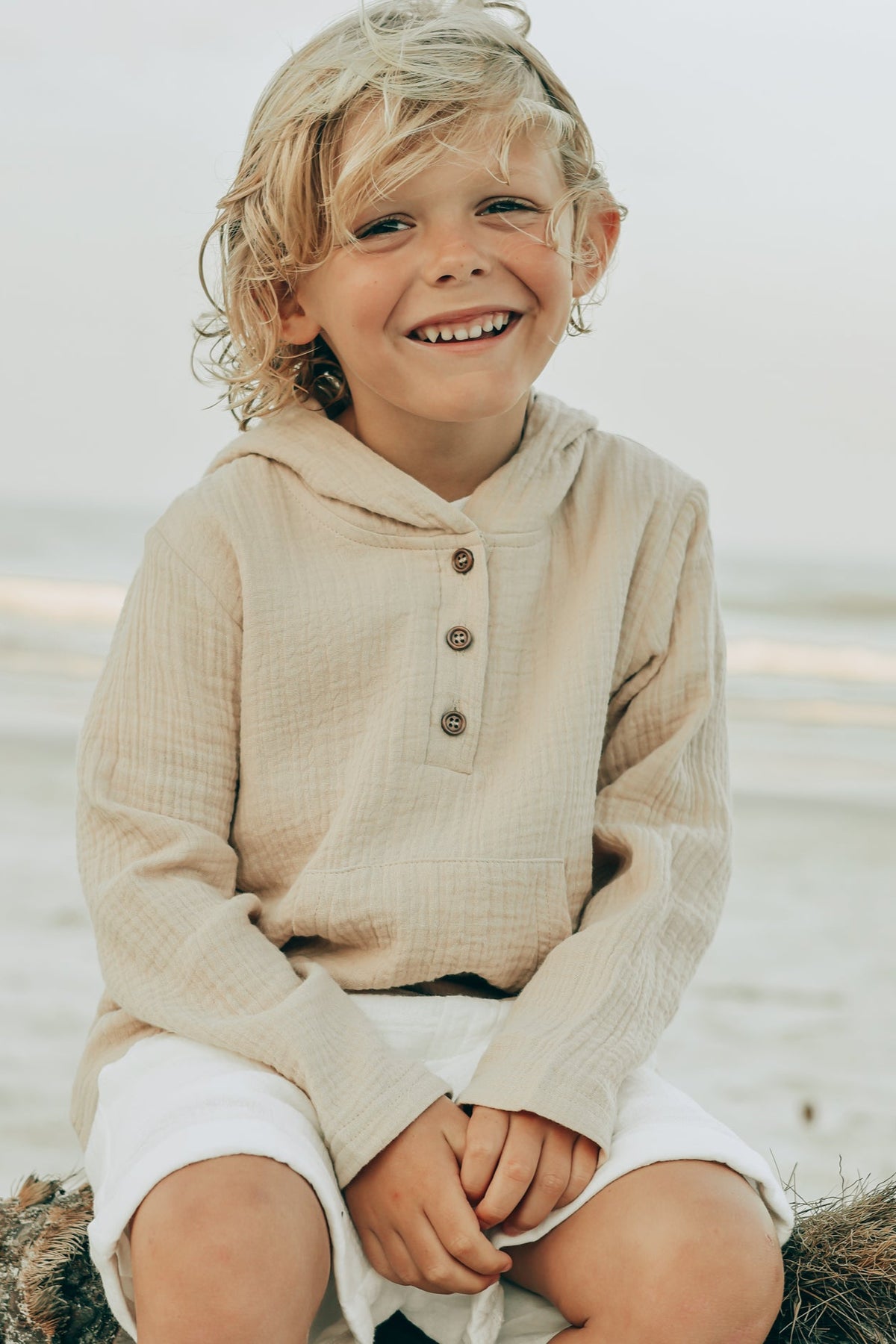 SS Boy's Top Knox Hoodie (latte muslin)