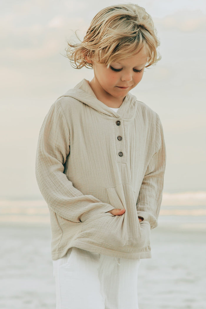 SS Boy's Top Knox Hoodie (latte muslin)