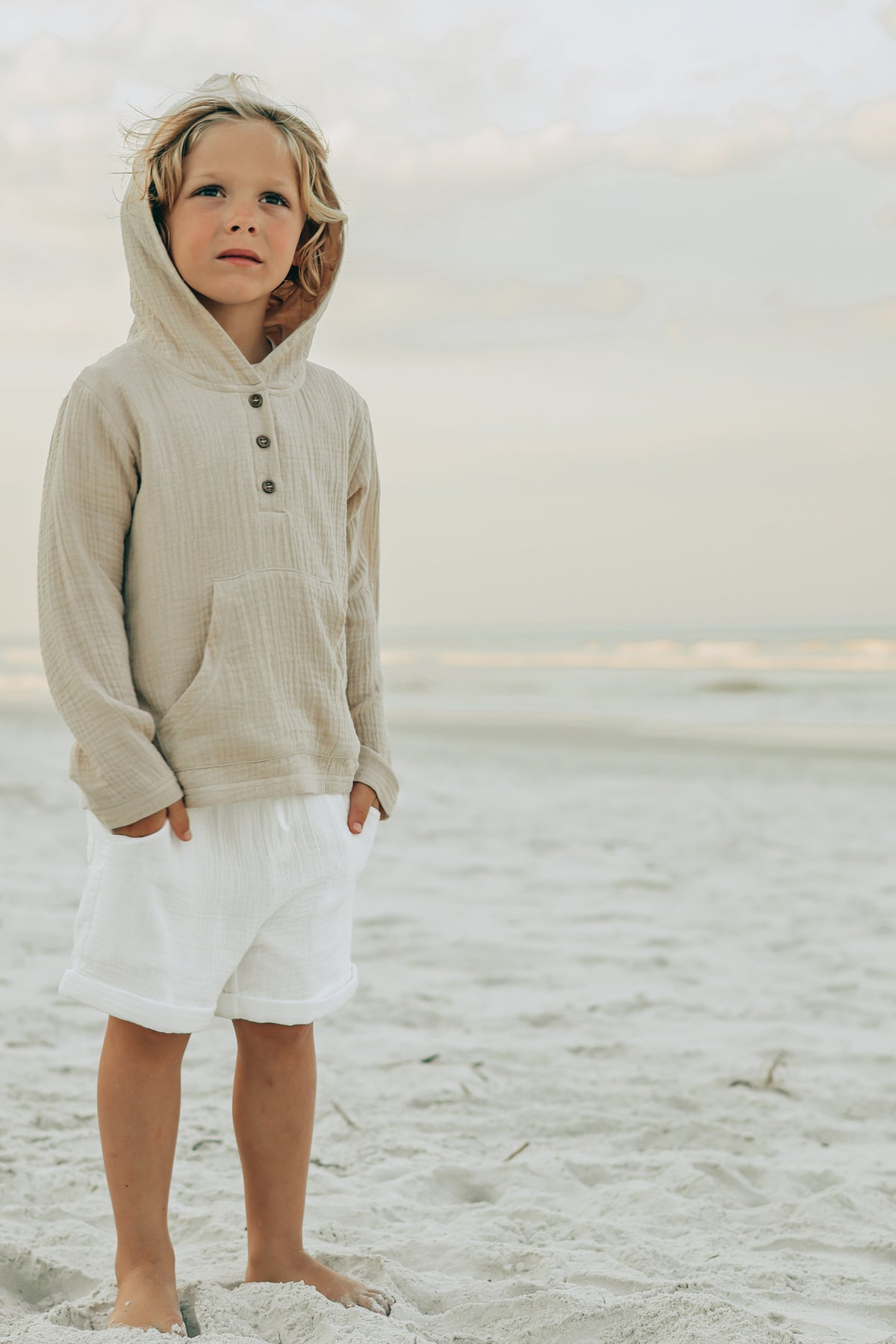 SS Boy's Top Knox Hoodie (latte muslin)