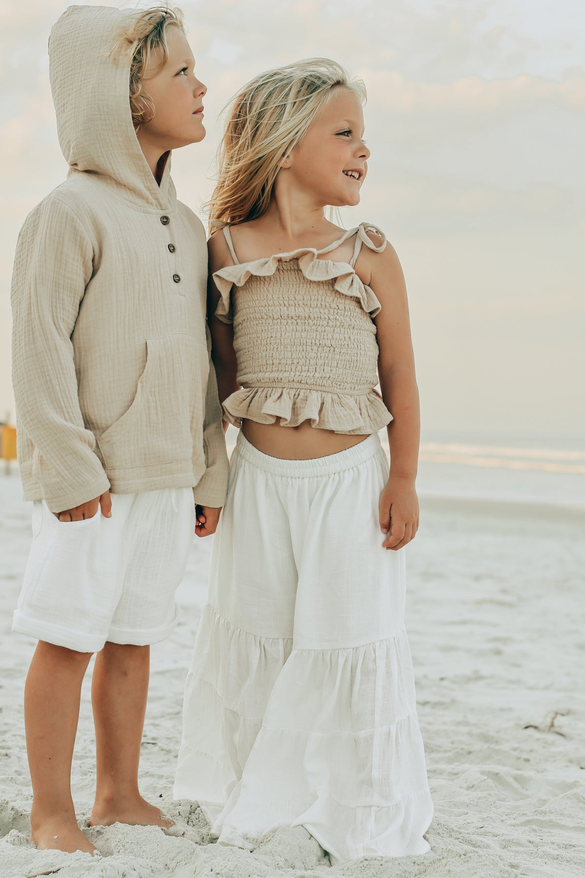 SS Boy's Top Knox Hoodie (latte muslin)