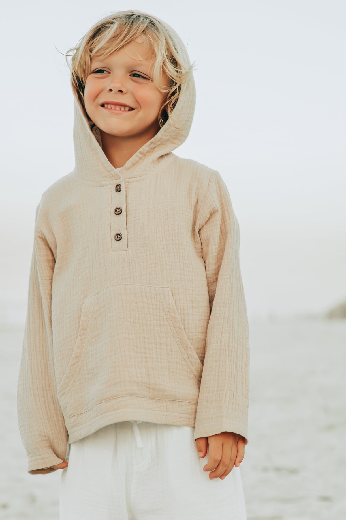 SS Boy's Top Knox Hoodie (latte muslin)