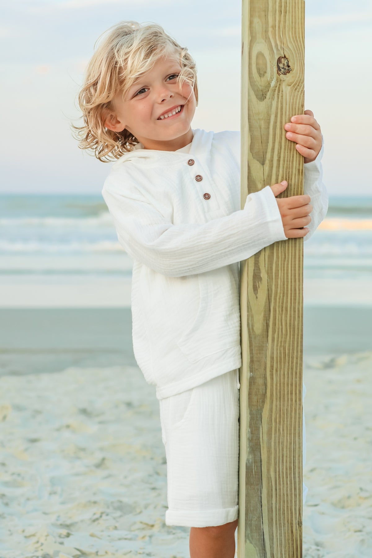 SS Boy's Top Knox Hoodie (white muslin)