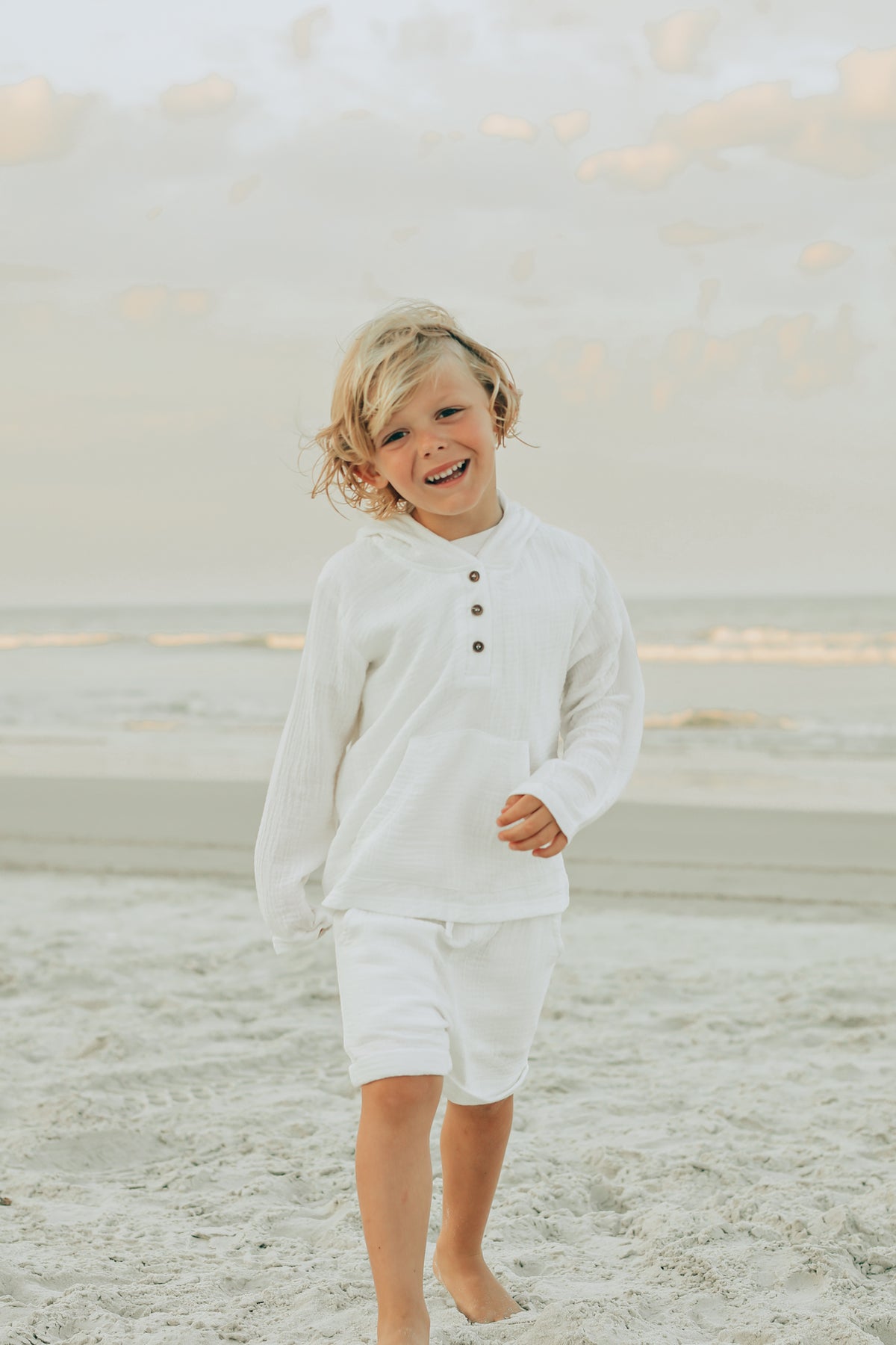 SS Boy's Top Knox Hoodie (white muslin)