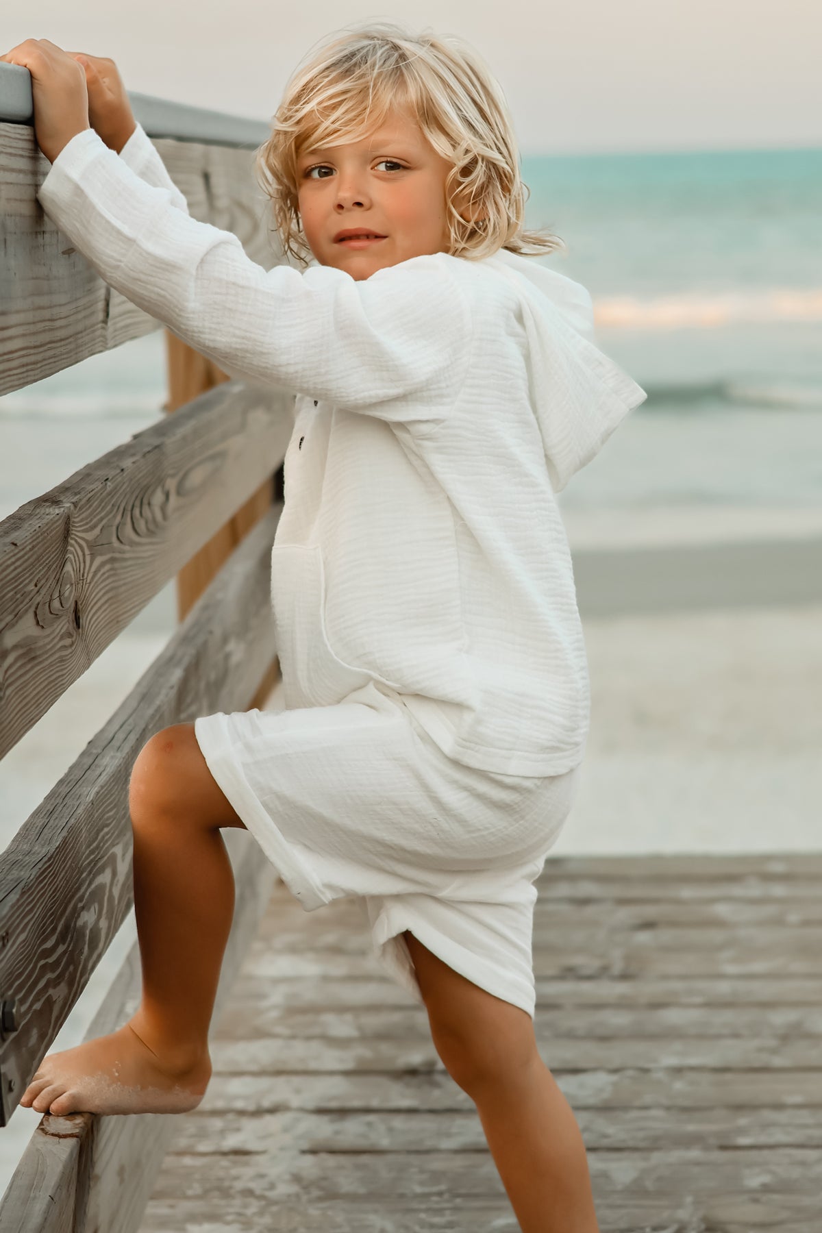 SS Boy's Top Knox Hoodie (white muslin)