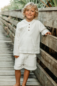 SS Boy's Top Knox Hoodie (white muslin)