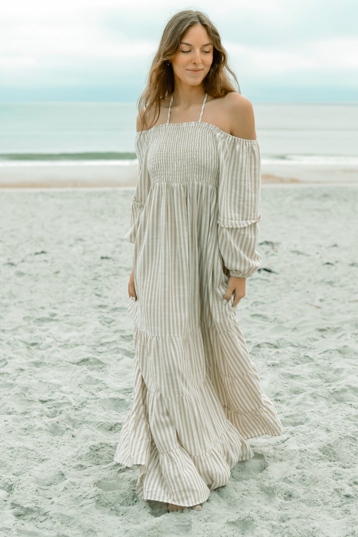 SS Women's Dress Women's Pippa Maxi (driftwood stripe linen)