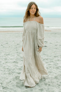 SS Women's Dress Women's Pippa Maxi (driftwood stripe linen)