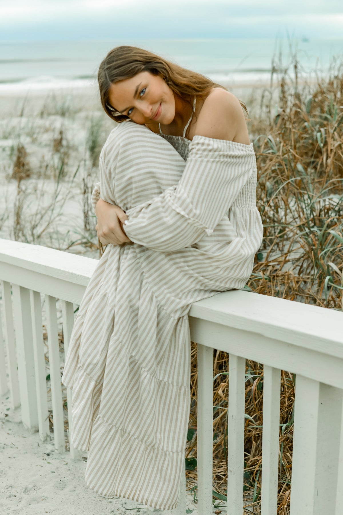 SS Women's Dress Women's Pippa Maxi (driftwood stripe linen)