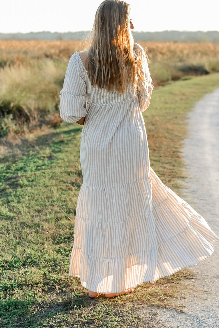 SS Women's Dress Women's Pippa Maxi (driftwood stripe linen)